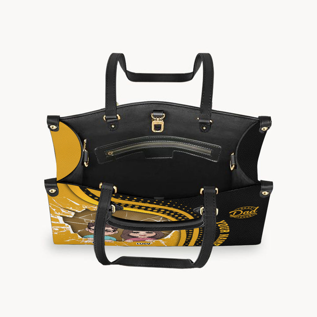 Meilleur papa du monde - Sac à main en cuir personnalisé pour papa
