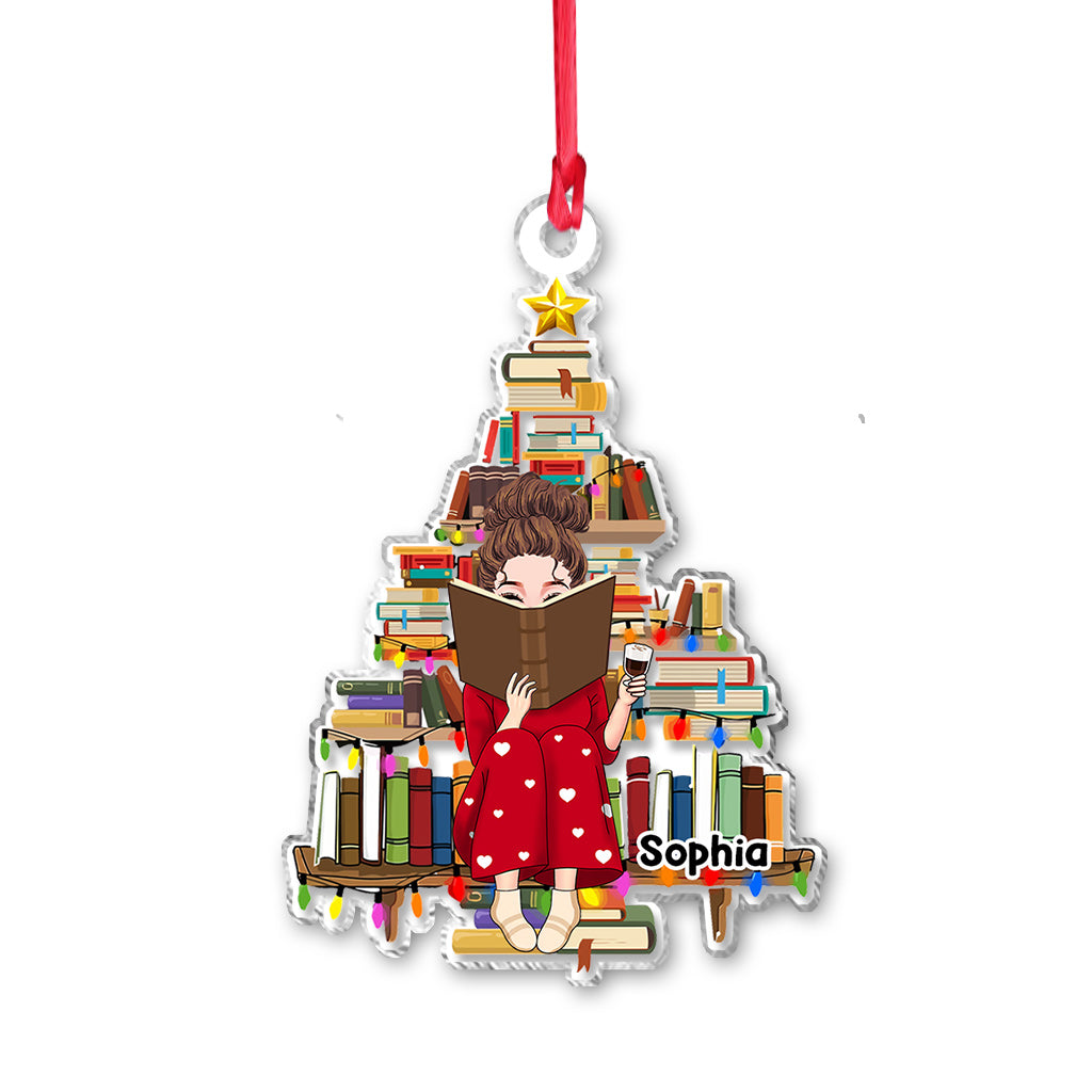 Juste une fille qui aime les livres - Ornement transparent personnalisé en forme de livre
