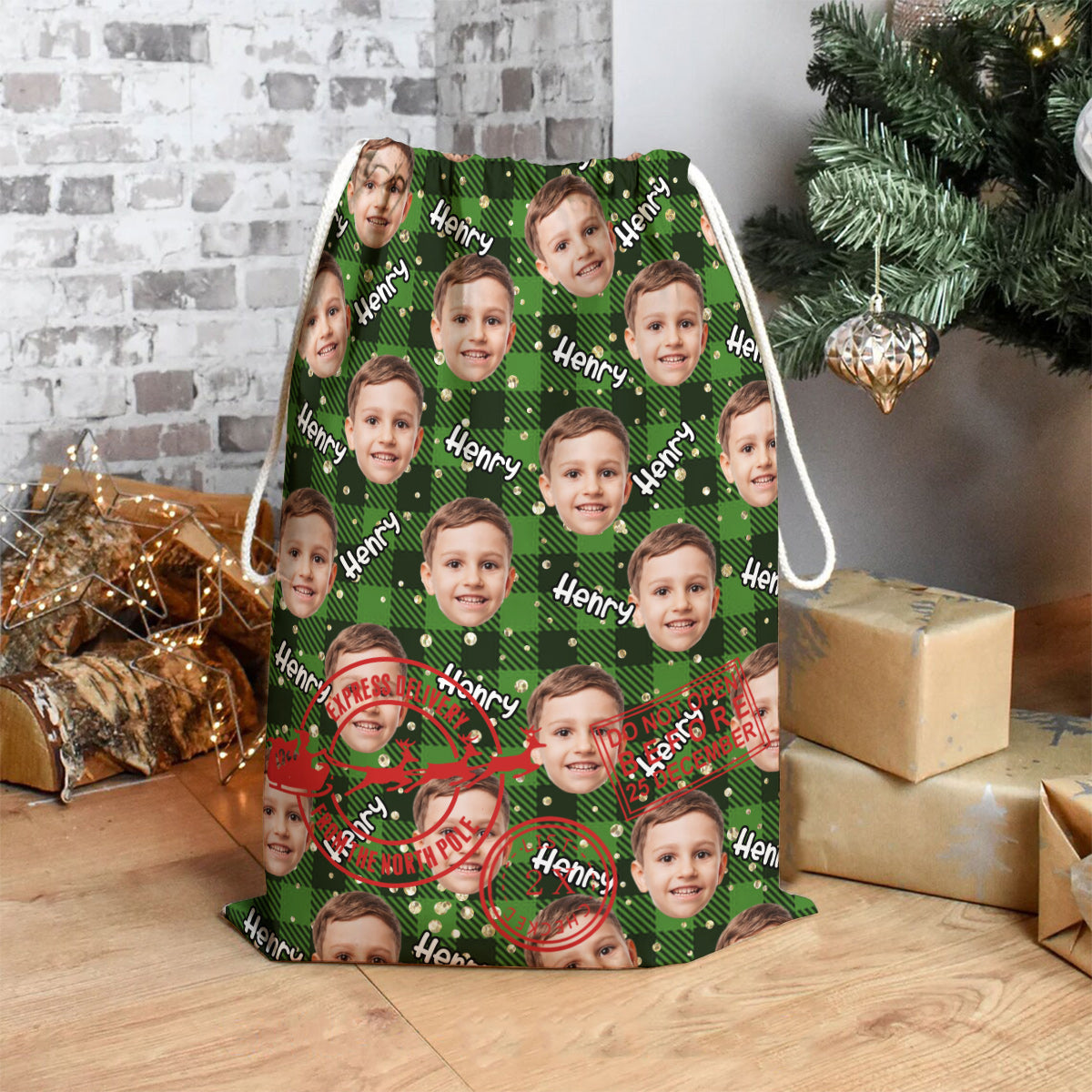 Livraison spéciale Noël Cute Faces - Sac fourre-tout de Noël personnalisé pour grand-mère