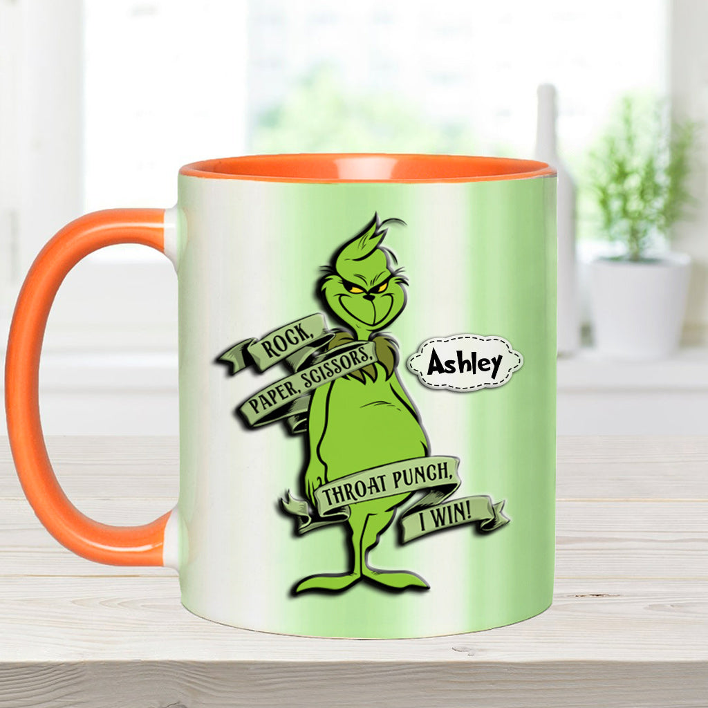 Rock Paper Throat Punch - Personalized Stole Christmas Accent Mug