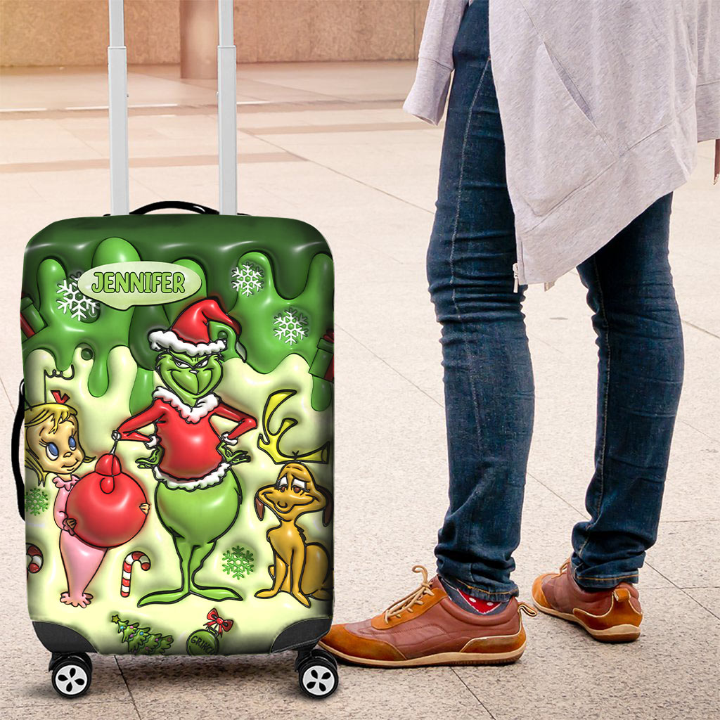 Merry Grinchmas - Personalized Stole Christmas Luggage Cover