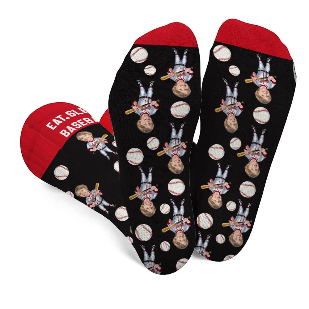 Manger, dormir, baseball - Chaussettes de baseball personnalisées
