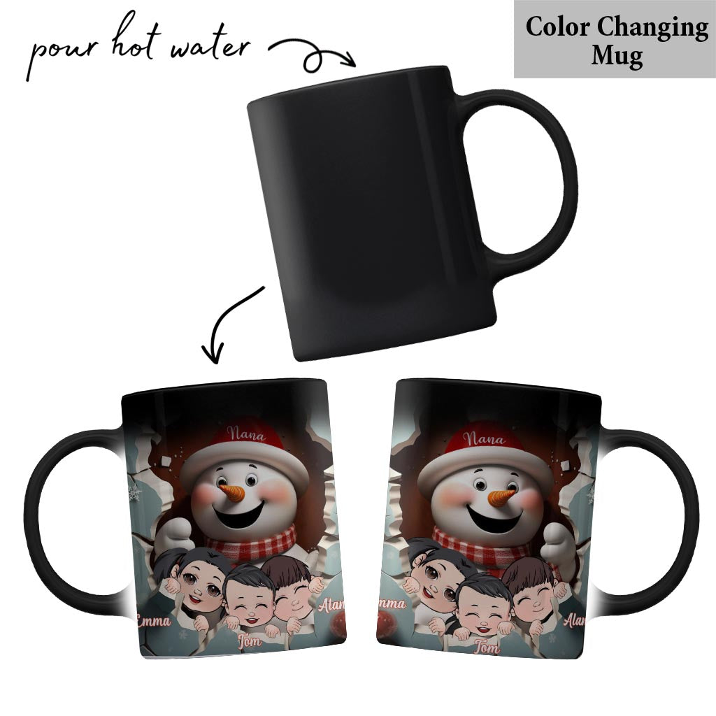 Grand-mère/Mamie/Mimi/Gigi... - Mug personnalisé Bonhomme de neige