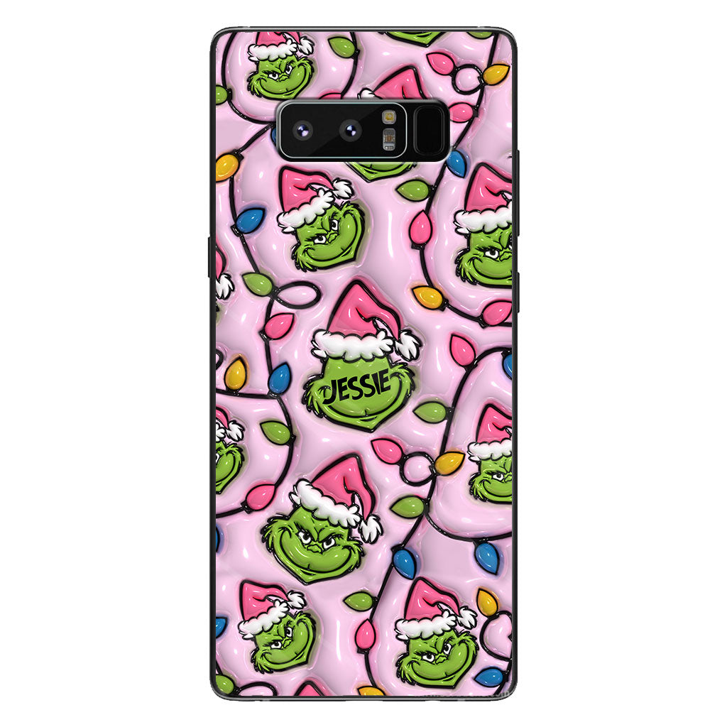 Étui de téléphone personnalisé vert et rose - motif étole de Noël