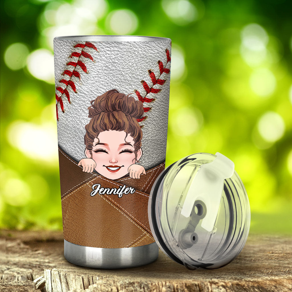 Maman de joueur de baseball, je vis mon rêve - Gobelet isotherme personnalisé sur le thème du baseball
