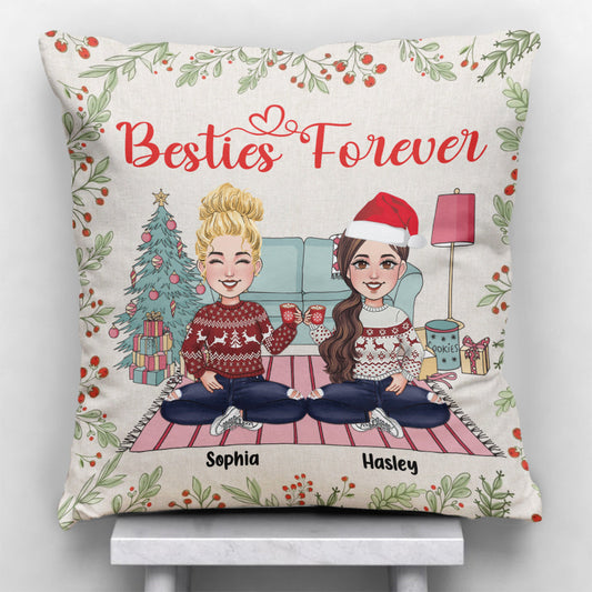 Meilleures amies pour toujours - Coussin décoratif personnalisé pour meilleures amies