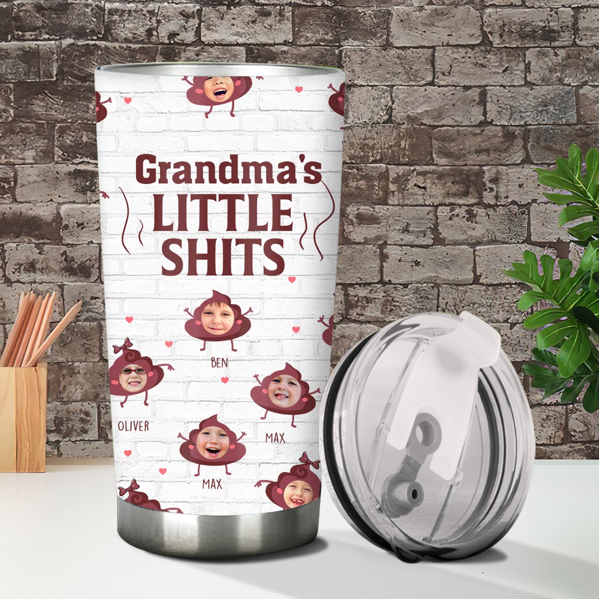 « Papa Petits cons » - Cadeau pour papa, grand-mère, grand-père, maman, oncle, tante, frère, sœur - Gobelet isotherme personnalisé