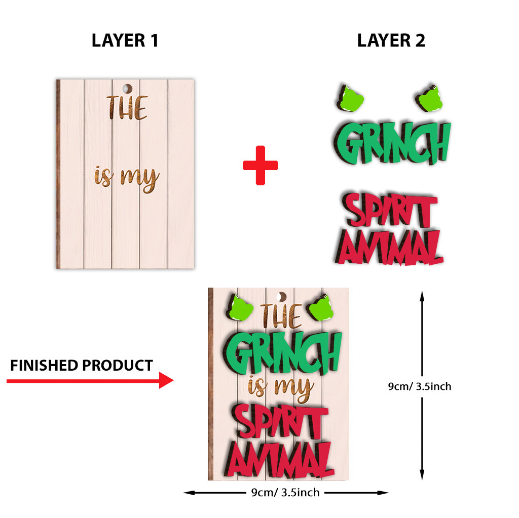Mon animal totem - Étole de Noël personnalisée, ornement en bois à 2 couches