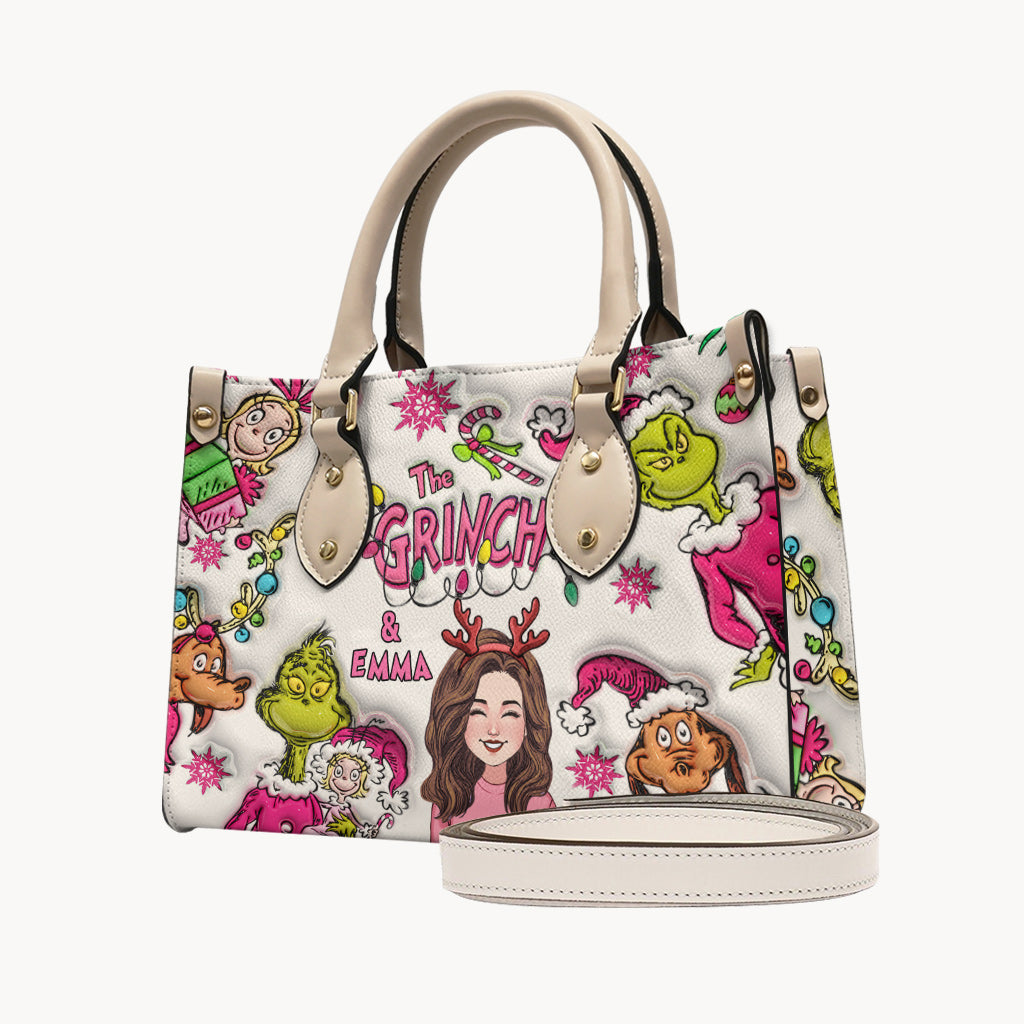 The Grinch & Me - Personalized Stole Christmas Leather Handbag