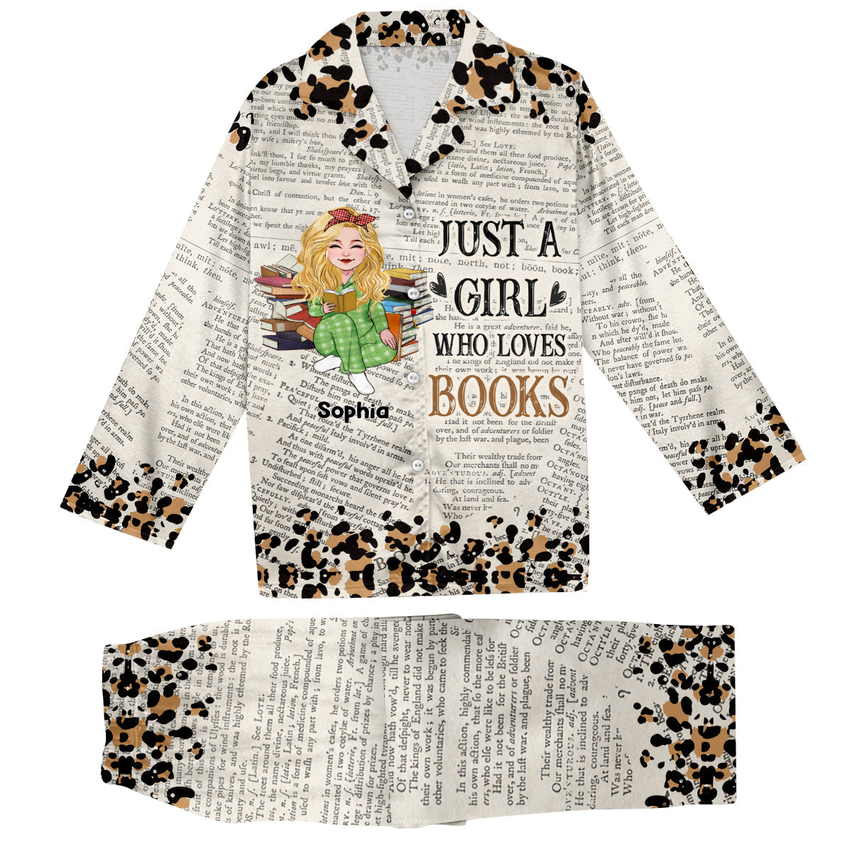 Un chapitre de plus - Pyjama à boutons personnalisé avec un livre