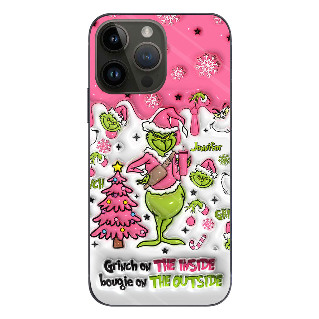 Le Grinch à l'intérieur - Coque de téléphone personnalisée avec étole de Noël
