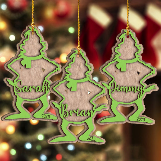 Merry Grinchmas - Personalized Stole Christmas 2 Layered Piece Ornament