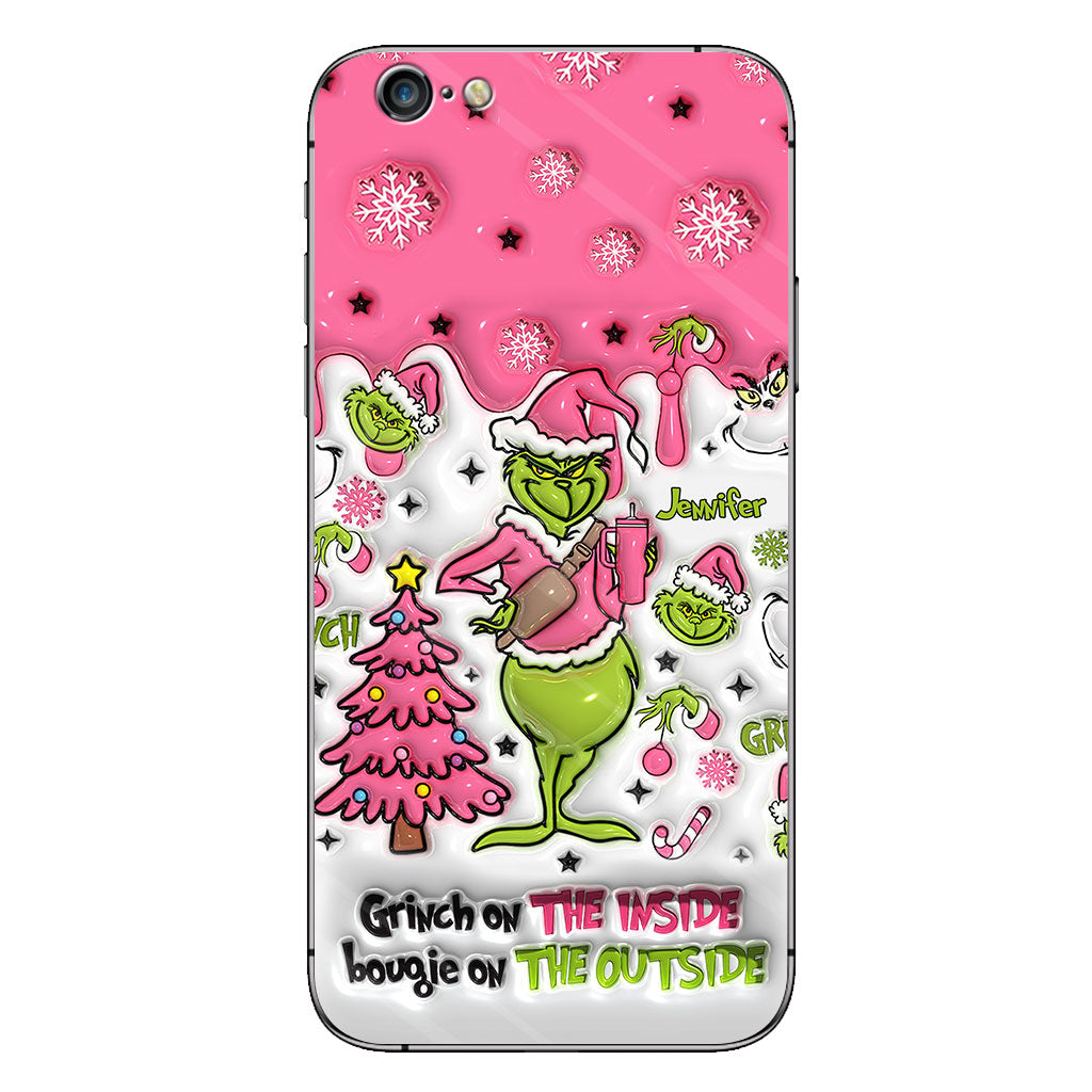 Le Grinch à l'intérieur - Coque de téléphone personnalisée avec étole de Noël