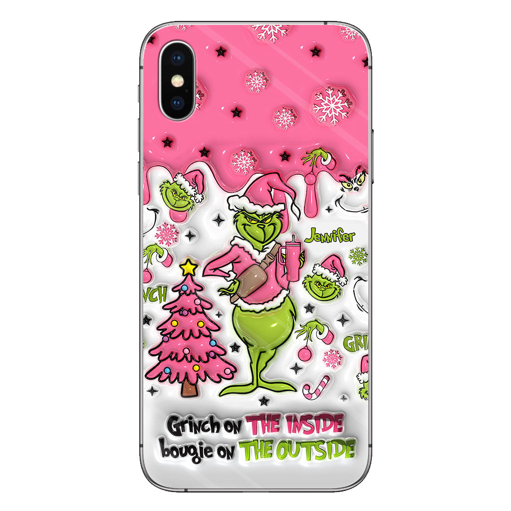 Le Grinch à l'intérieur - Coque de téléphone personnalisée avec étole de Noël