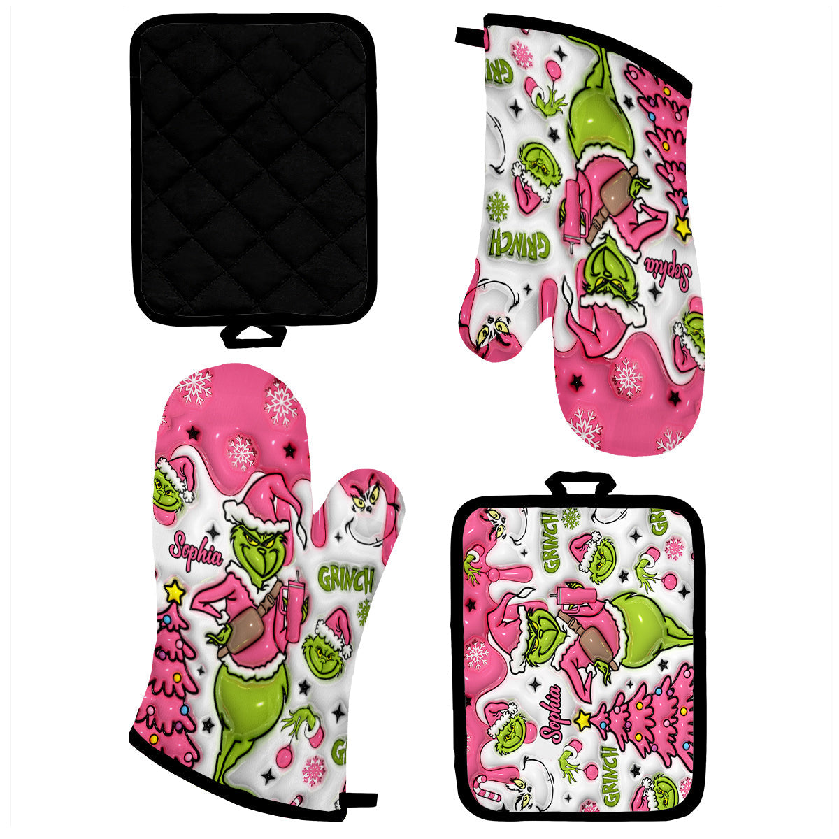 Merry Grinchmas - Personalized Stole Christmas Oven Mitts & Pot Holder Set