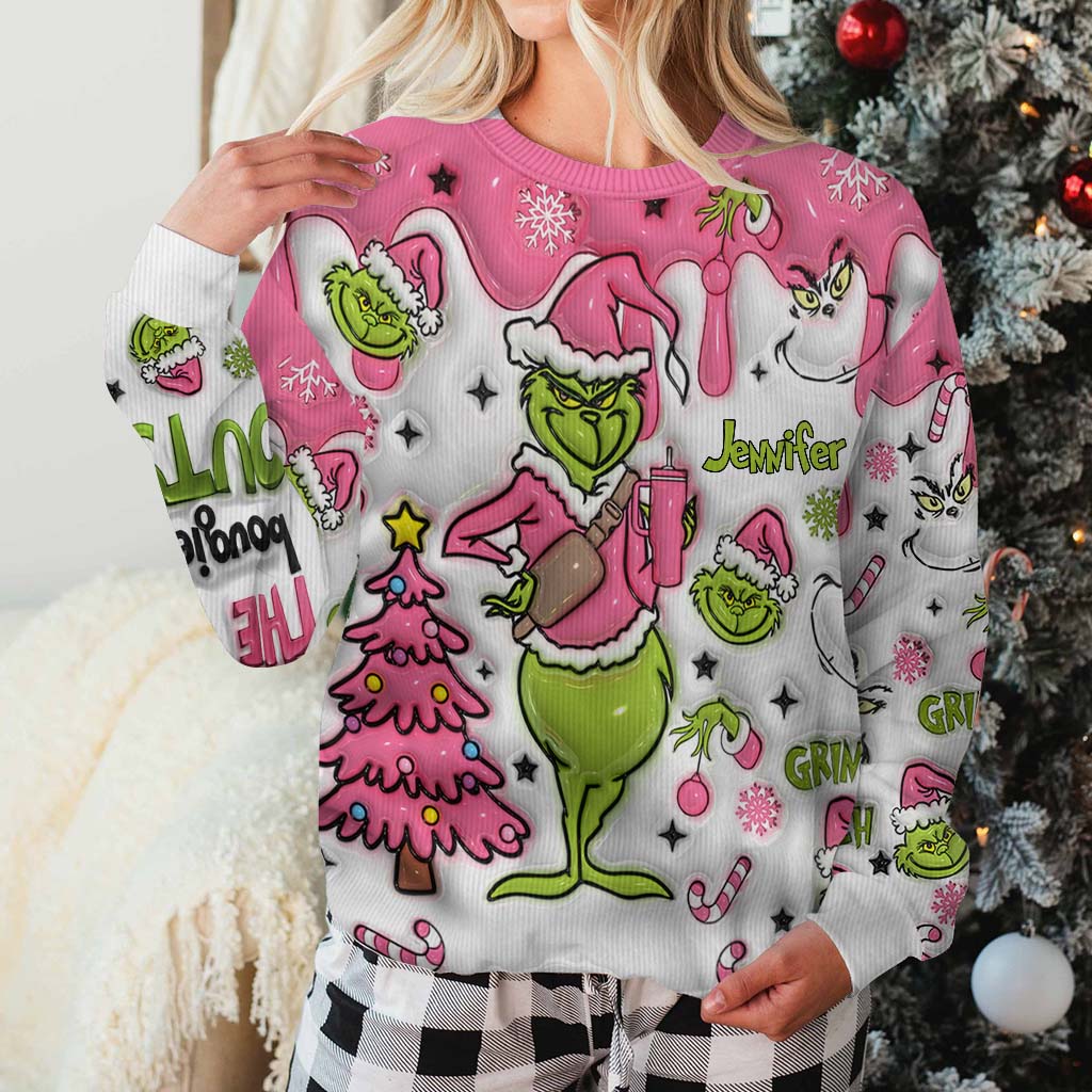 Grinch à l'intérieur - Étole de Noël personnalisée Pull moche