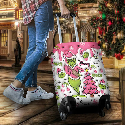 Joyeux Grinchmas - Housse de valise personnalisée avec étole de Noël