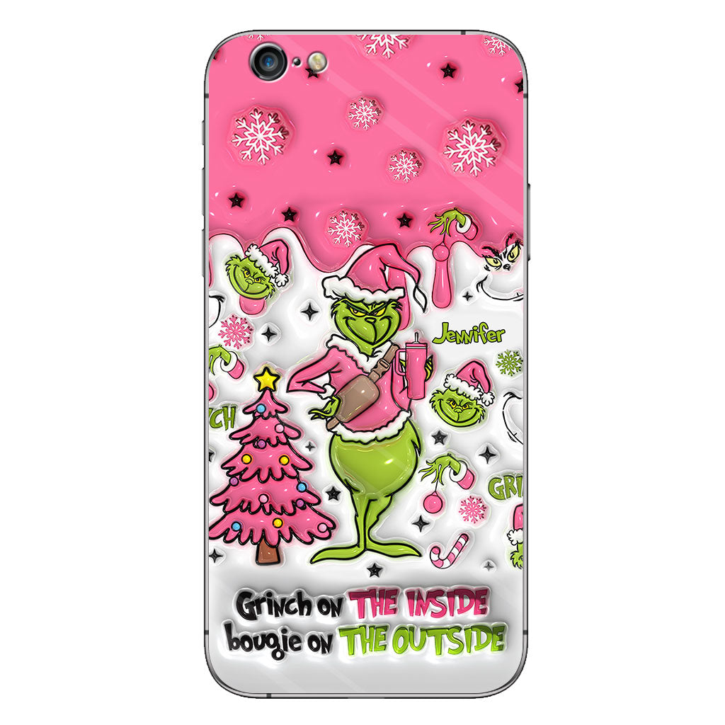 Le Grinch à l'intérieur - Coque de téléphone personnalisée avec étole de Noël