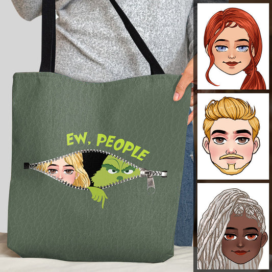 Ew People Green Mischief - Personalized Stole Christmas Tote Bag