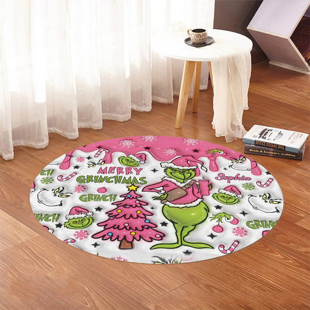 Merry Grinchmas - Personalized Stole Christmas Round Rug