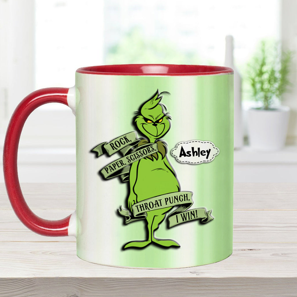 Rock Paper Throat Punch - Personalized Stole Christmas Accent Mug