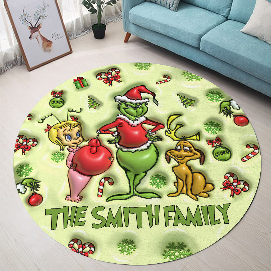 Green Mischief - Tapis rond de Noël personnalisé avec étole