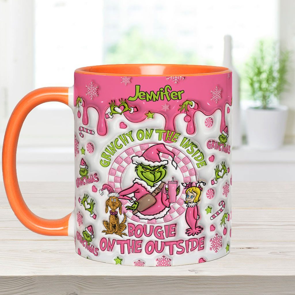 Grincheux à l'intérieur - Mug personnalisé avec étole de Noël