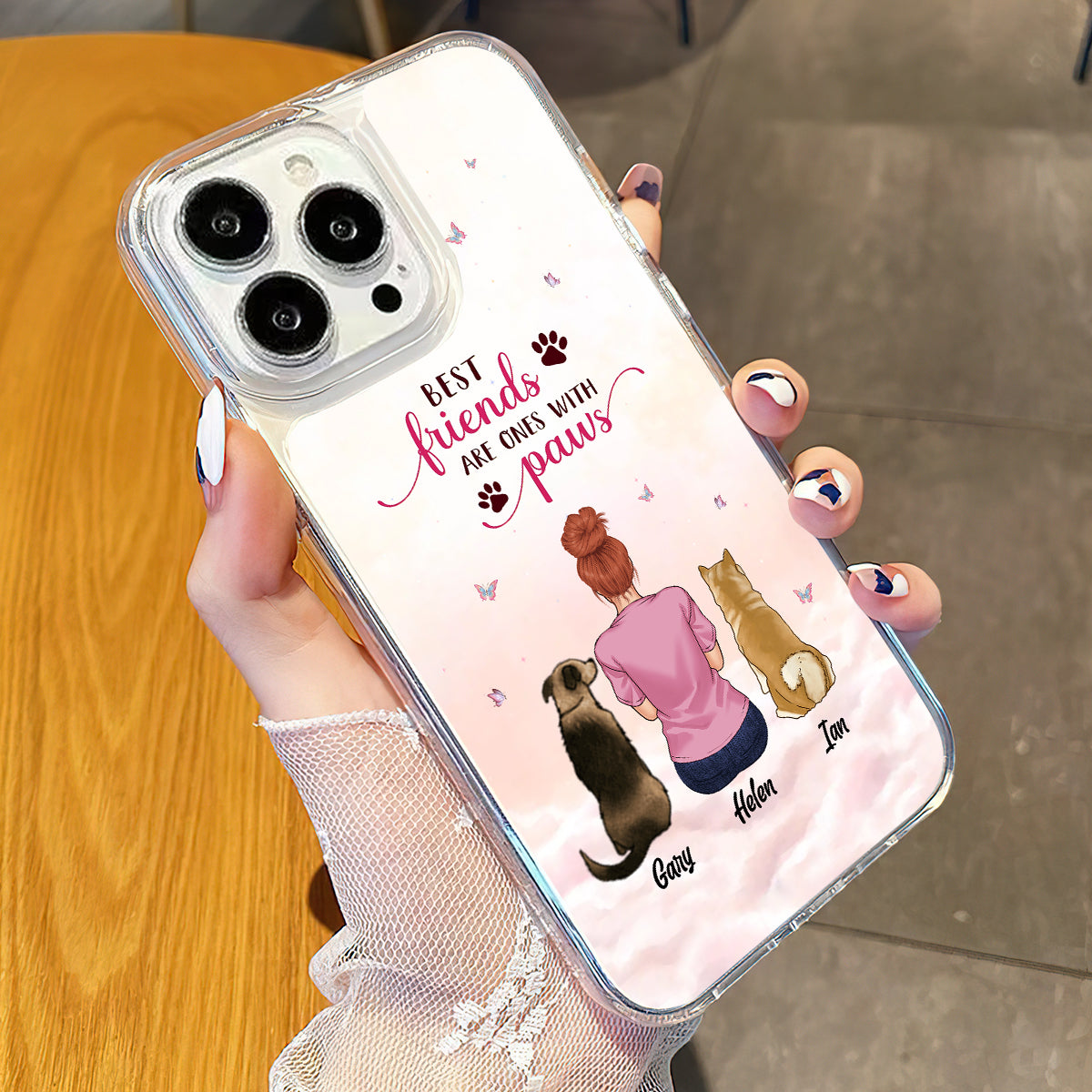 Les meilleurs amis sont ceux qui ont des pattes - Coque de téléphone transparente personnalisée pour chien