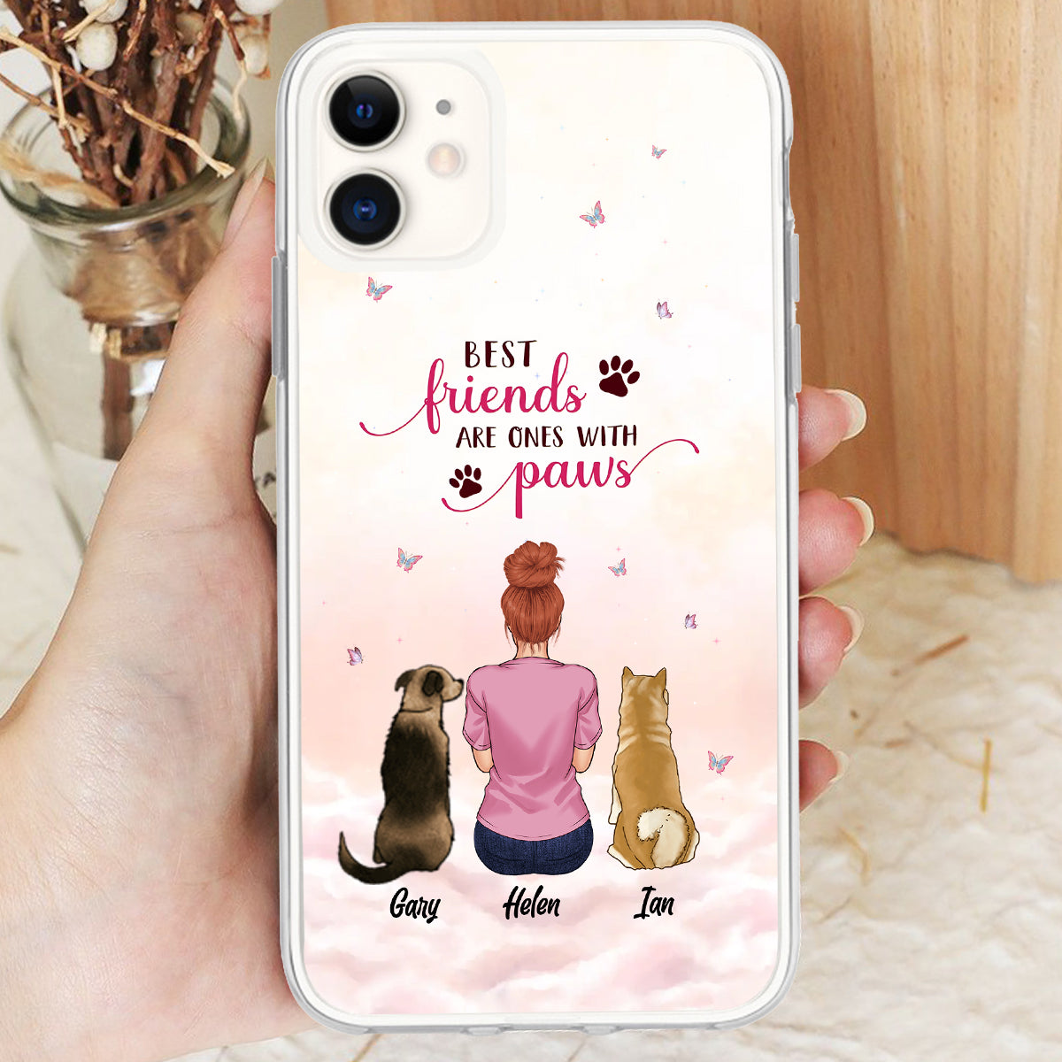 Les meilleurs amis sont ceux qui ont des pattes - Coque de téléphone transparente personnalisée pour chien