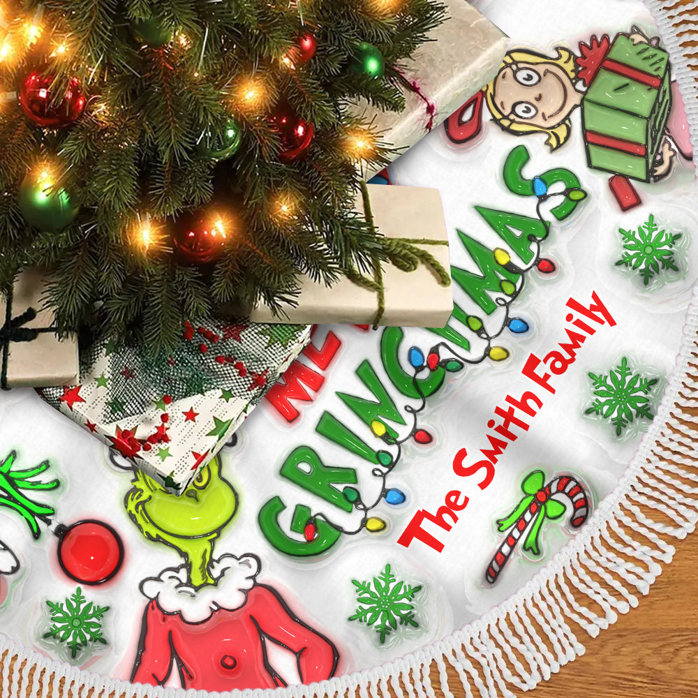 Merry Grinchmas - Personalized Stole Christmas Tree Skirt