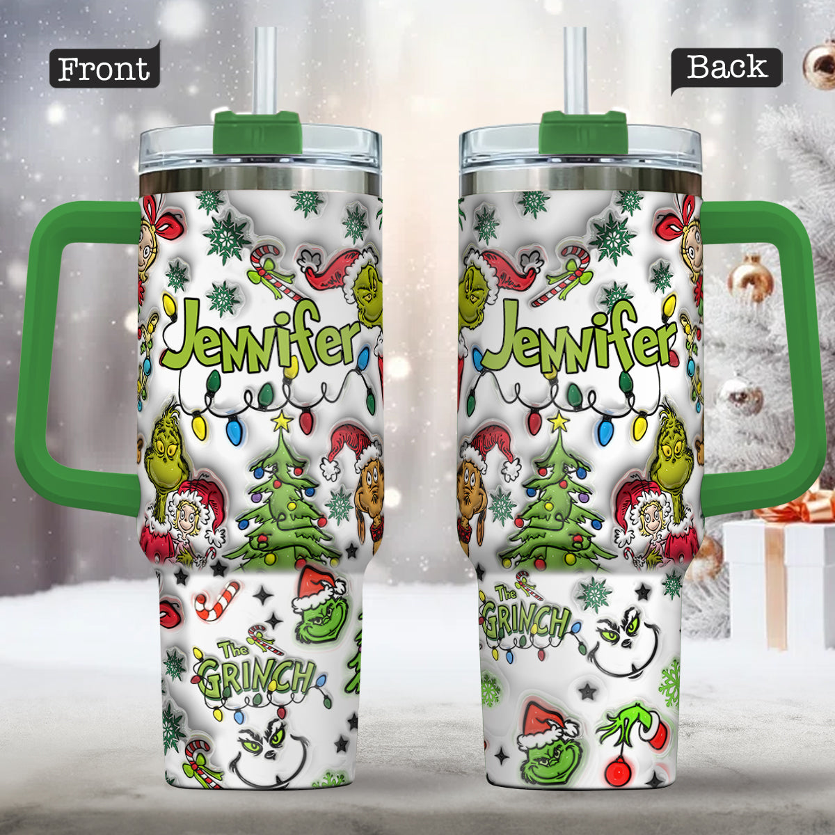 Any Name - Personalized Stole Christmas Tumbler With Handle