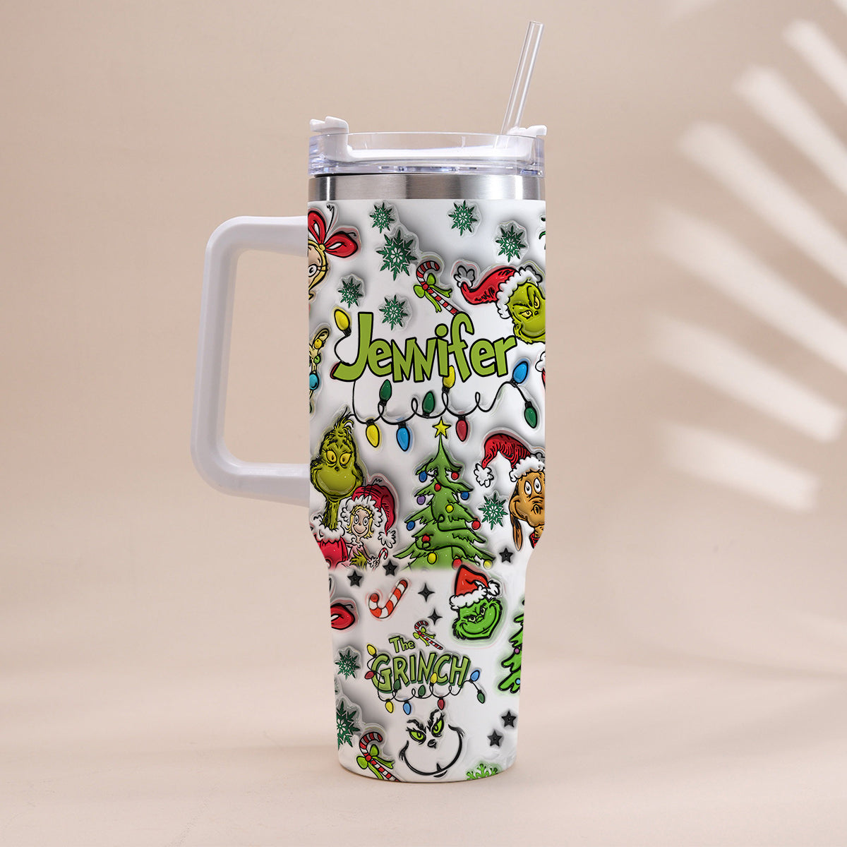 Any Name - Personalized Stole Christmas Tumbler With Handle