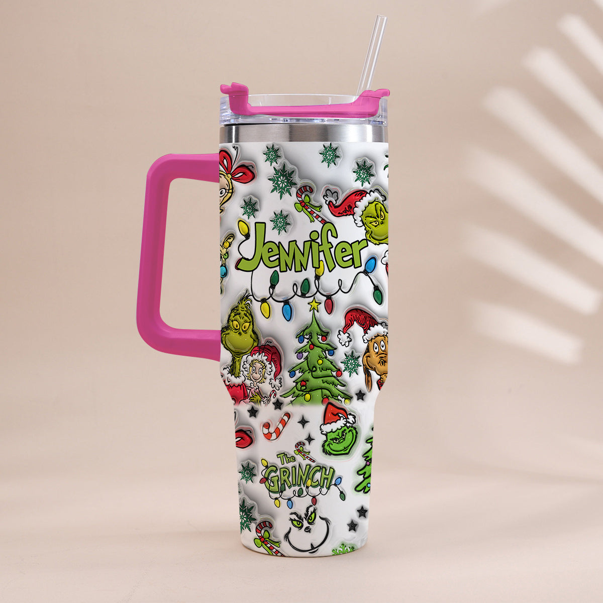 Any Name - Personalized Stole Christmas Tumbler With Handle