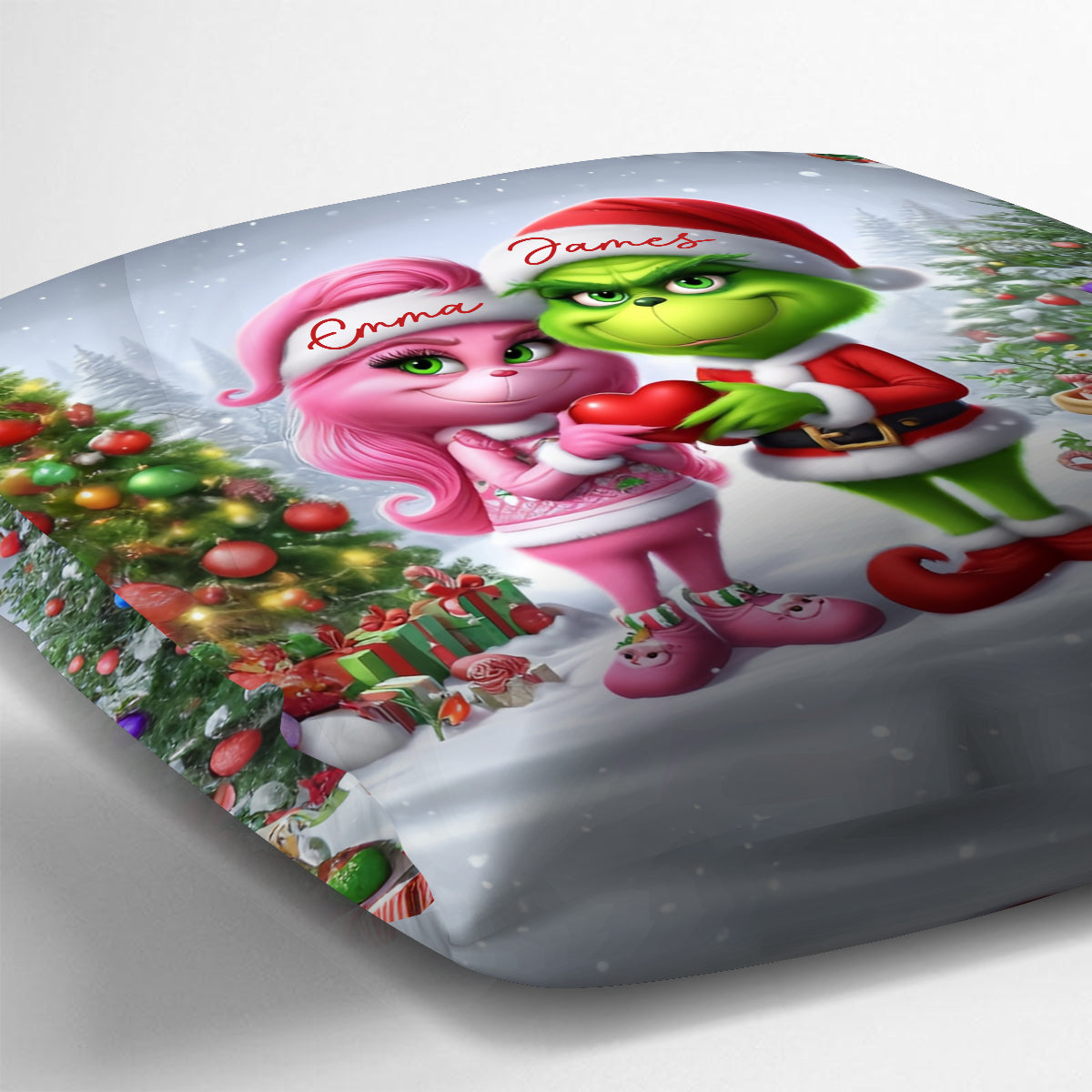 Joyeux Grinchmas - Coussin décoratif de Noël personnalisé avec étole