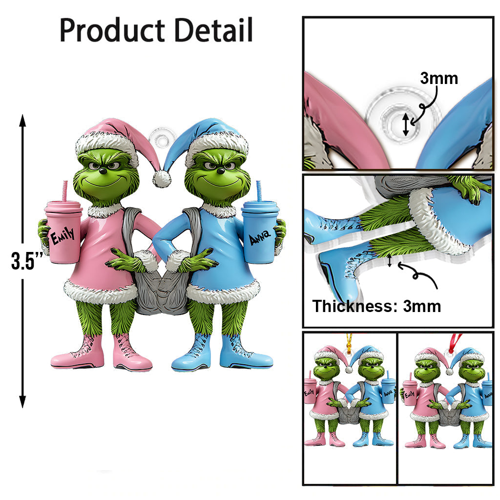 Besties Grinch - Personalized Stole Christmas Transparent Ornament