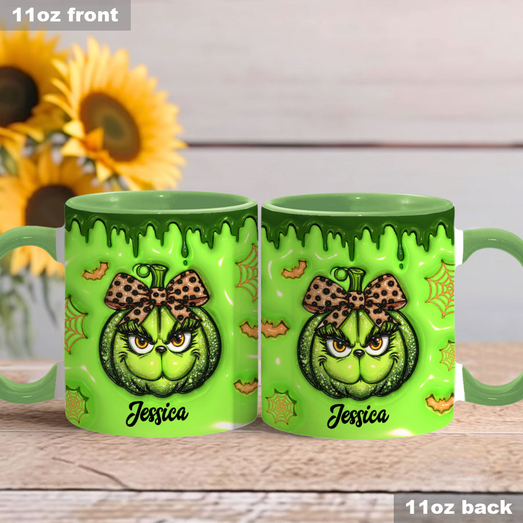 Mug décoratif de Noël personnalisé avec étole et citrouille verte
