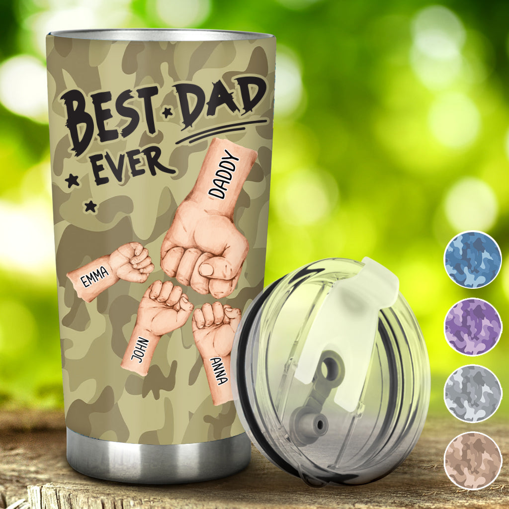 Gobelet isotherme personnalisé « Meilleur papa du monde » motif camouflage - Gobelet à motif camouflage « Meilleur papa du monde » - Gobelet isotherme personnalisé « Meilleur papa du monde »