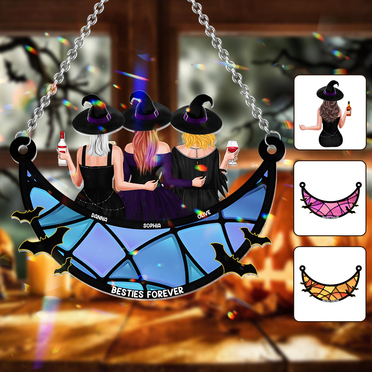 Besties Forever Witch Style - Personalized Bestie Window Hanging Suncatcher Ornament