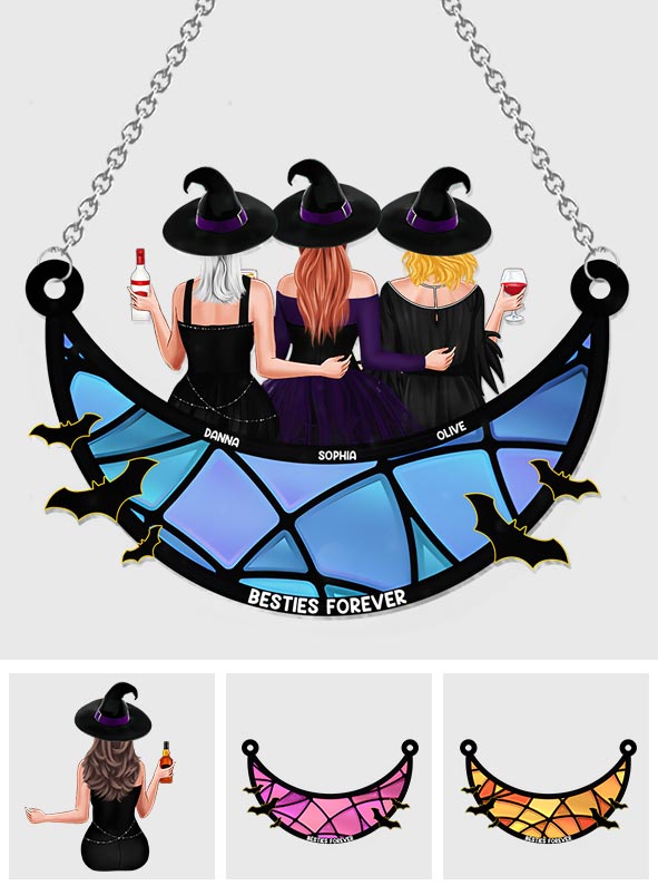 Besties Forever Witch Style - Personalized Bestie Window Hanging Suncatcher Ornament