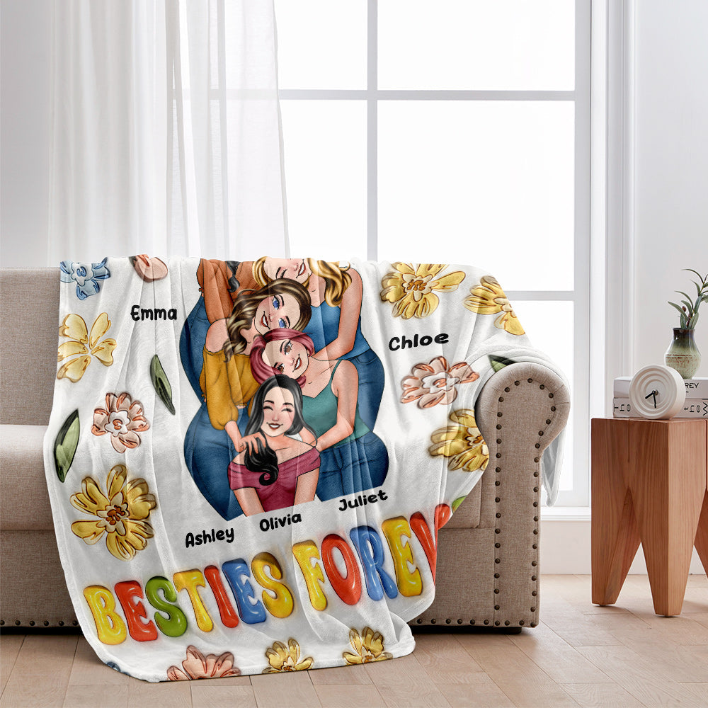 Couverture personnalisée Besties For Ever à motif floral - Couverture Besties Forever -