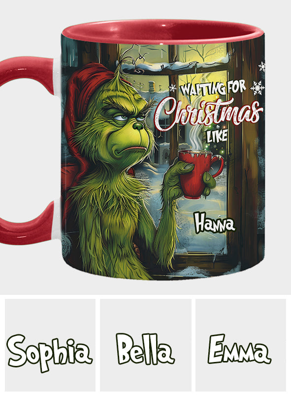 Mug personnalisé « En attendant Noël » avec étole de Noël