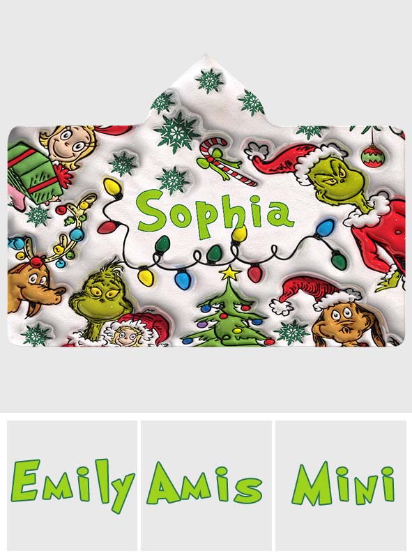 Green Christmas - Personalized Stole Christmas Hooded Blanket