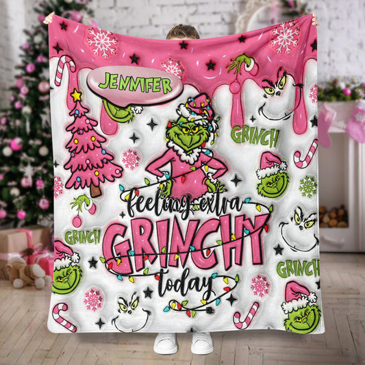 Couverture de Noël personnalisée avec n'importe quel nom - Envie de faire la tête aujourd'hui ? - Étole de Noël personnalisée