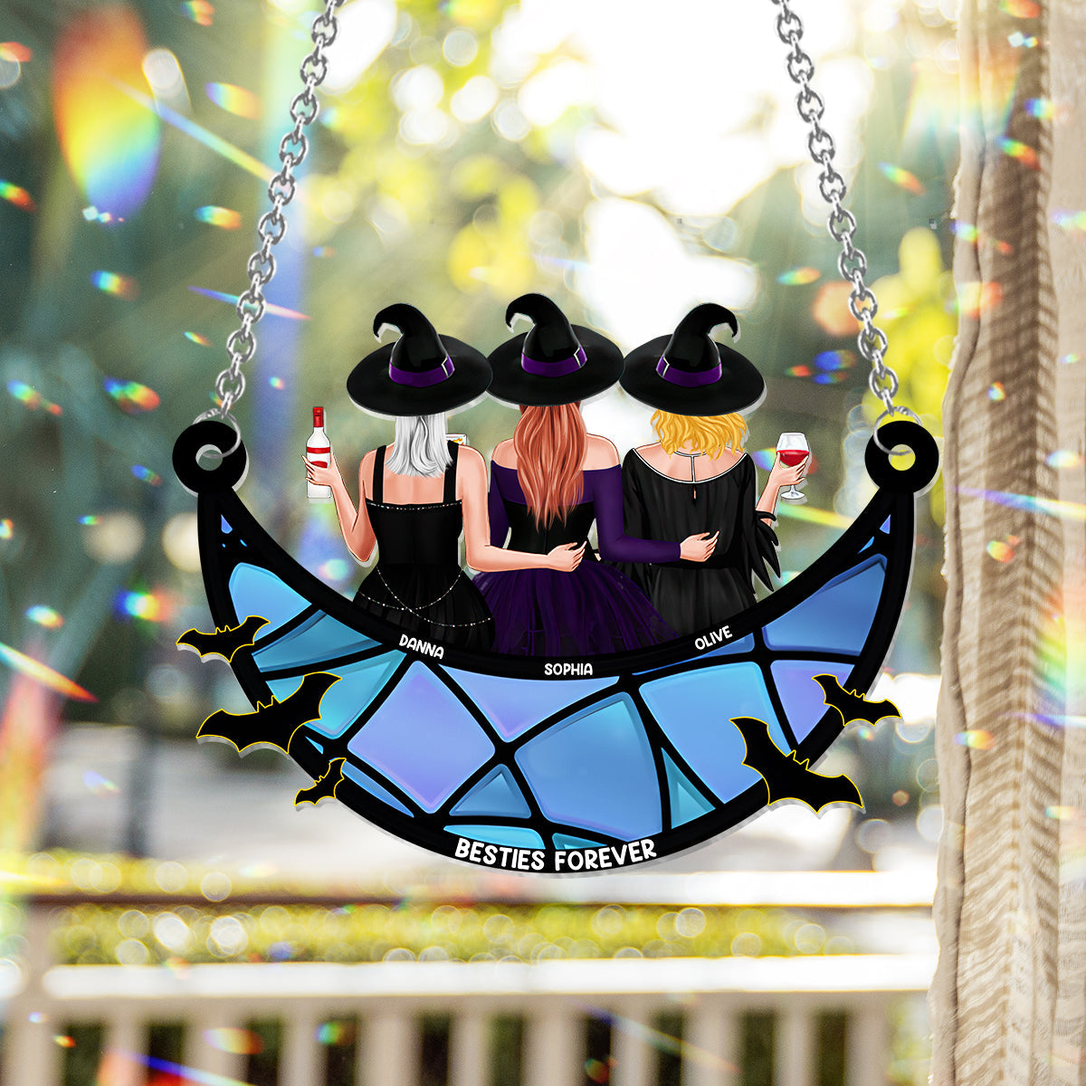 Besties Forever Witch Style - Personalized Bestie Window Hanging Suncatcher Ornament