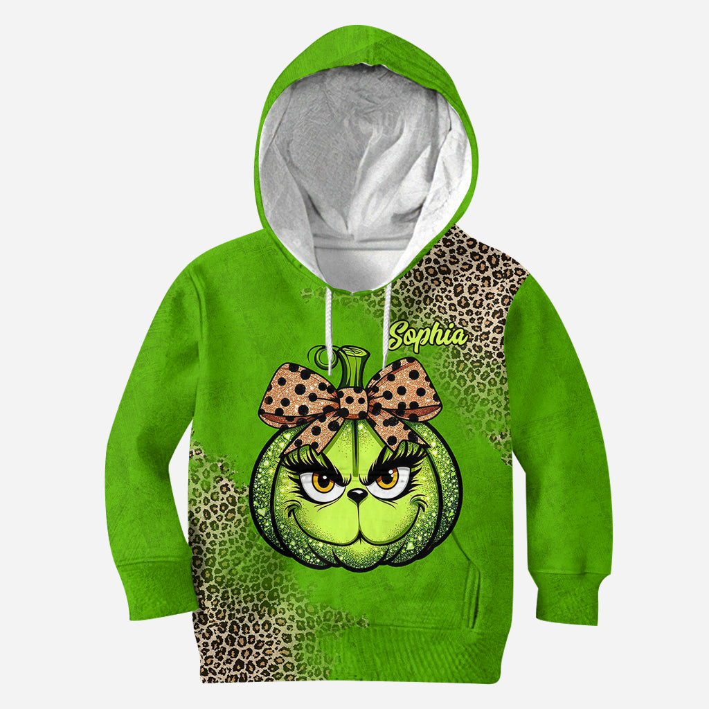 Citrouille verte - Sweat à capuche et leggings personnalisés avec étole de Noël