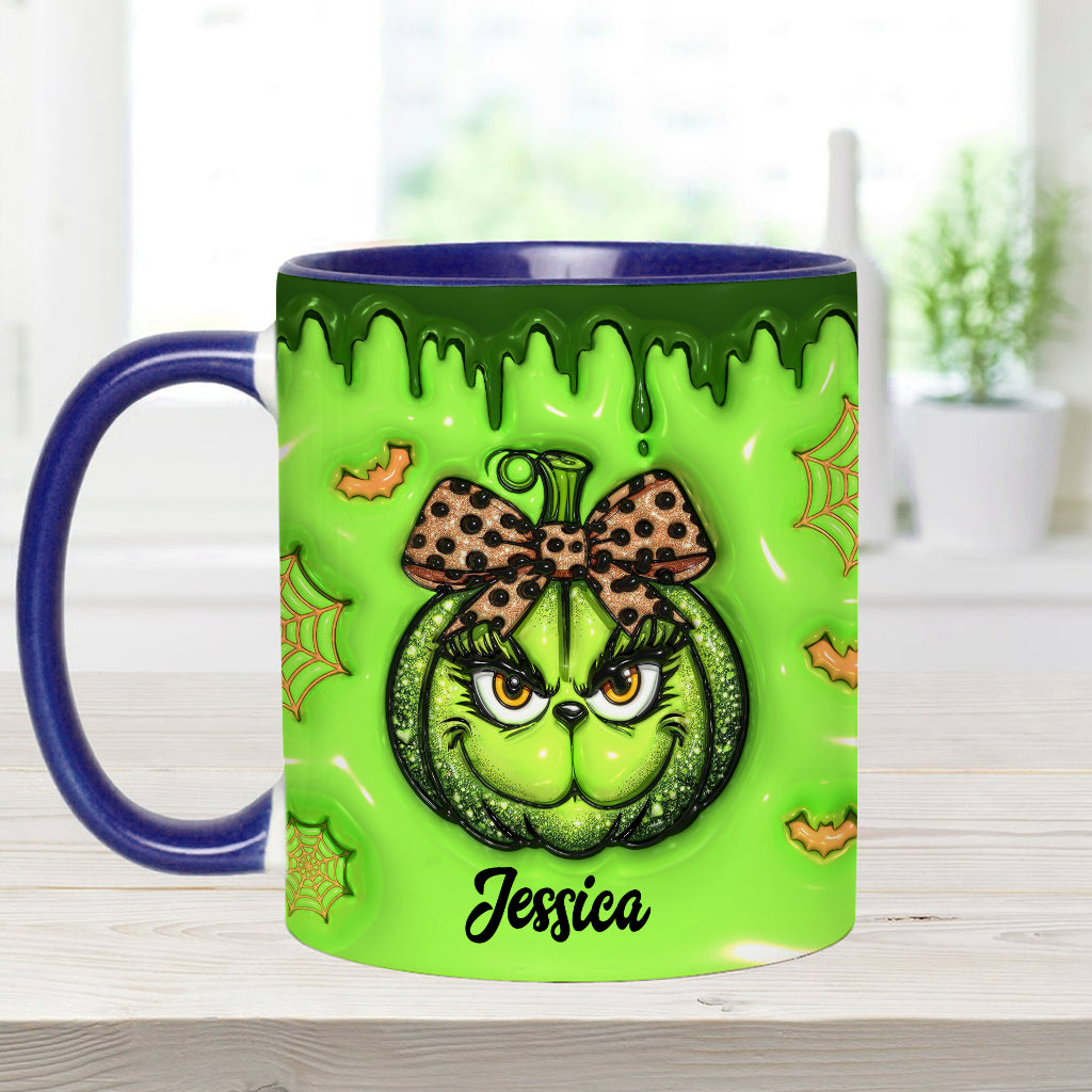 Mug décoratif de Noël personnalisé avec étole et citrouille verte