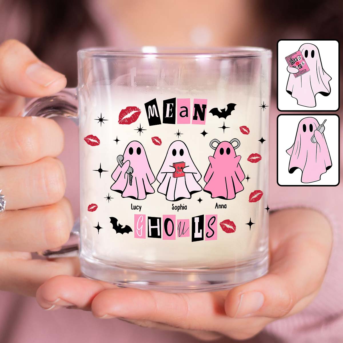 Goules méchantes - Mug en verre personnalisé pour meilleure amie