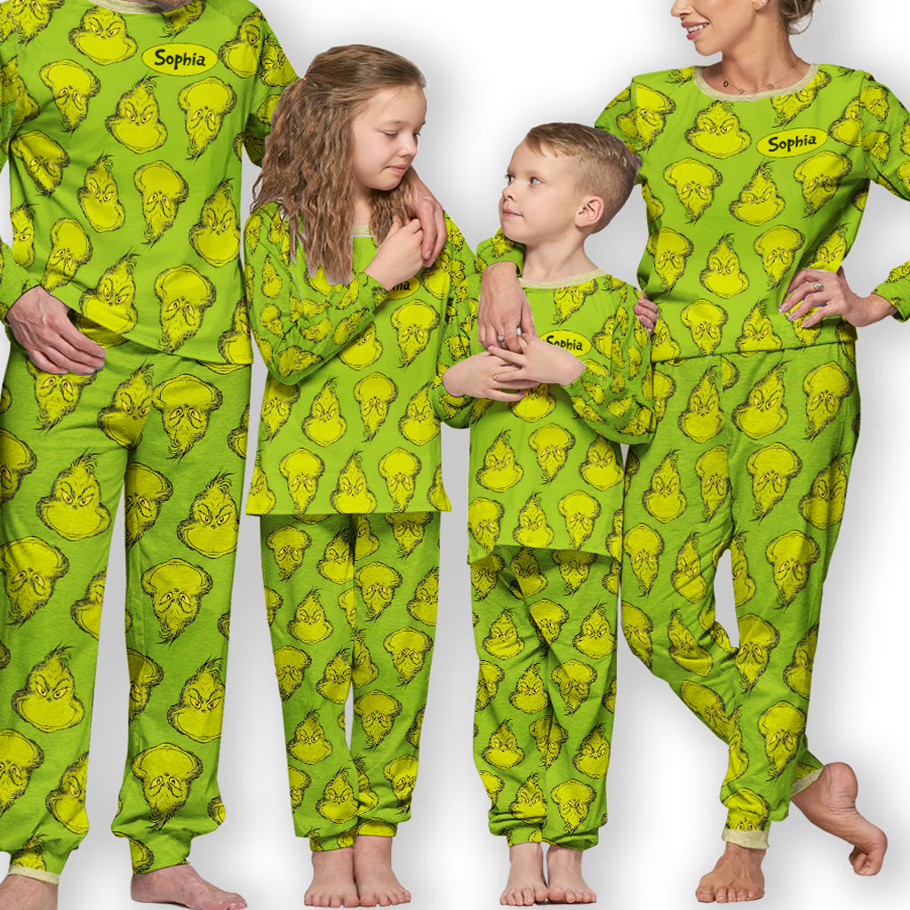 Ensemble pyjama de Noël vert avec étole personnalisée