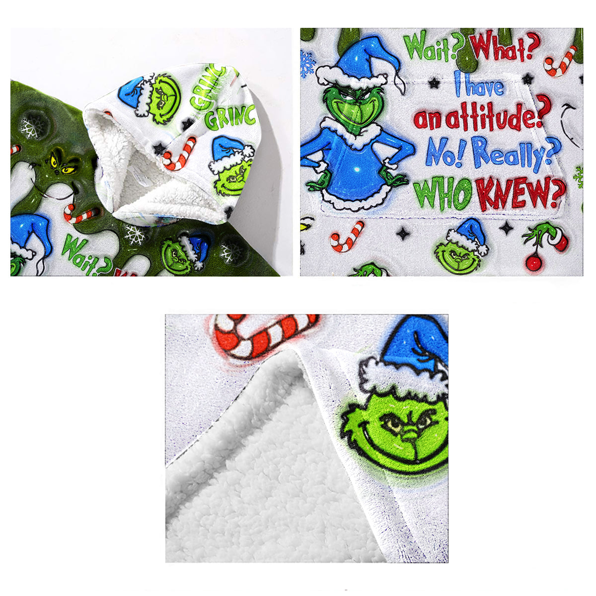 Wait What I Have An Attitude - Personalized Stole Christmas Blanket Hoodie