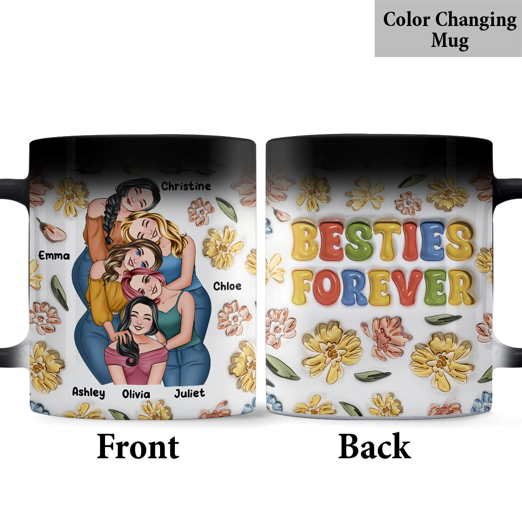 Mug personnalisé « Meilleures amies pour toujours » à motif floral - Mug personnalisé pour meilleures amies